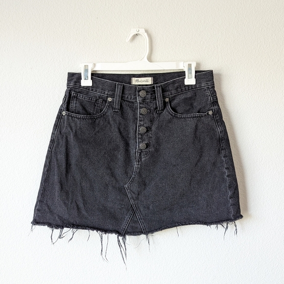 Madewell Dresses & Skirts - Madewell Rigid Denim A-Line Button Fly Mini Skirt Black Wash
